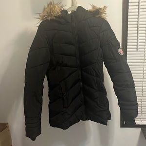Vintage Madden black winter coat with fur hood